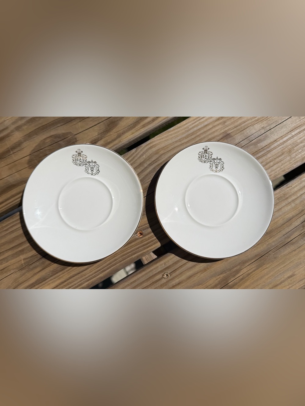 Vintage Pair of MCM Pharmacy Logo Saucers, 6”